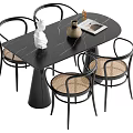 Middle style dining table and chair combination 3d model