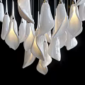 Modern Crystal Chandelier with Transparent Hanging Pendants Shiny Design Against Black Background