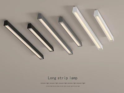 Modern Long Strip Chandelier In Black And White Finishes For Home Interior Lighting 3d model