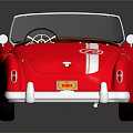 Red Vintage Convertible Car With Open Top White Stripes White Wheels And Number 53