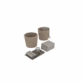 Simple Household Essentials With Woven Baskets Stacked Towels And Ceramic Cup On Tray 3d model