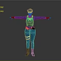 3D Character Wearing Blue Uniform With Outstretched Arms And Badge