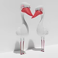 Decorative Bird Ornament Set with White Bodies Red Beaks Legs for Modern Minimalist Home Decor