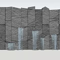 Modern Landscape Wall Design With Stone Texture And Flowing Water Features 3d model