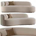 Elegant Modern Two Seater Sofa With Beige Fabric Curved Design And Gold Base