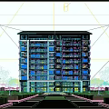 Modern High Rise Residential Building With Glass Curtain Walls And Landscaped Walkway Trees Lawns