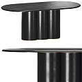 Modern Black Dining Table With Cylindrical Legs Sleek Surface And Minimalist Design 3d model