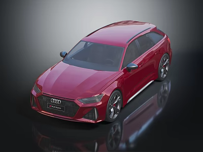 Red Audi Wagon With Modern Design Sleek Body And Alloy Wheels 3d model