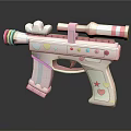 Pink Decorative Toy Gun With Cloud Shape Rainbow Stripes Hearts And Stars Scope