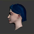 Game Movie Character 3D Model With Blue Hair Blue Eyes And Red Lips
