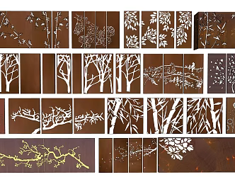 New Chinese style landscape wall Weather resistant steel plate landscape wall Rust steel plate landscape wall 3d model