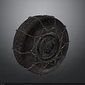 Heavy Duty Car Tire Equipped With Snow Chains For Winter Driving Safety