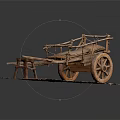 Traditional Handcrafted Wooden Cart Model With Wheels Frame And Small Stool