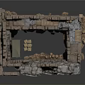Ancient Stone Ruins With Water Pool Stone Walls And Scattered Blocks