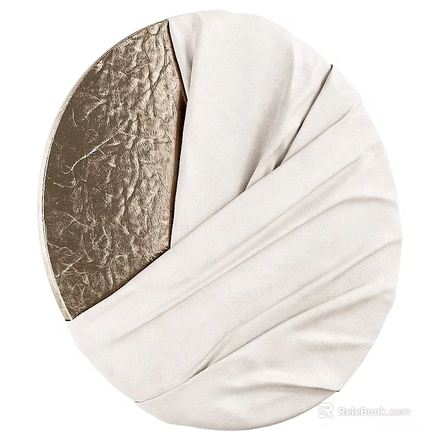 Circular Wall Decor with Gold Metallic and White Fabric Wrapped Design 3d model 