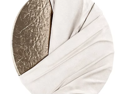 Circular Wall Decor with Gold Metallic and White Fabric Wrapped Design 3d model