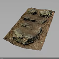 Natural Wood Stone Ground Paving With Irregular Stones And Green Moss