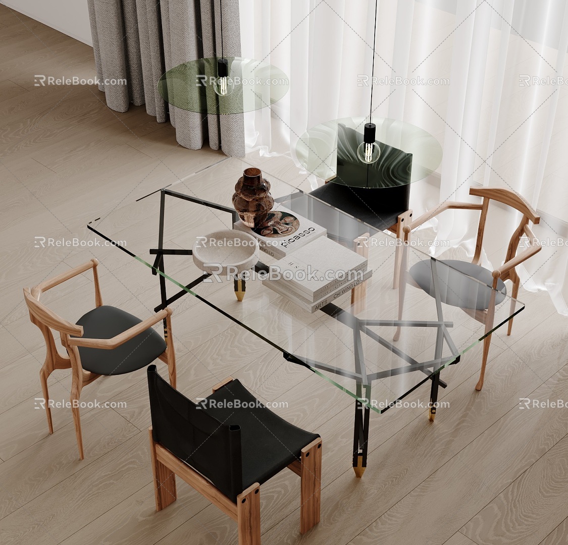 Modern Dining Table and Chair 3d model