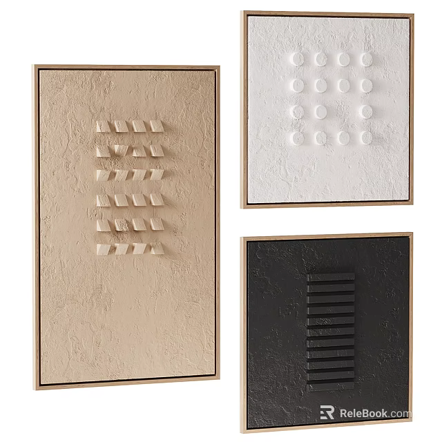 Modern Abstract Decorative Wall Art With Geometric Patterns And Textured Surfaces 3d model