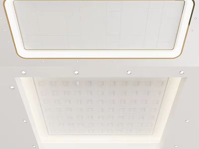 Modern White Ceiling Design With Embedded Lighting And Grid Panel Patterns 3d model