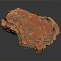 Orange Red Rock Formation Model With Irregular Surface And Layered Structure