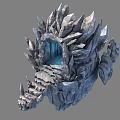 Cartoon Style Icy Cave Scene With Spiky Rocks Stone Steps And Blue Light