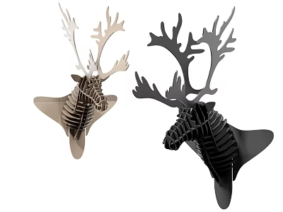 Modern Animal Wall Decor Deer Head Minimalist Design with Light and Dark Geometric 3D Style 3d model