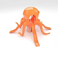 Vibrant Orange Octopus Shaped Playground Equipment With Fun Slide Structure 3d model