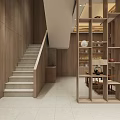 Modern Store Interior Design With Wooden Decor Front Desk Display Shelves And Soft Lighting