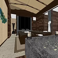 Luxurious SPA Sauna Interior With Wooden Walls Bathtub Candles And Petals