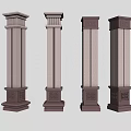 Stone Decorative Columns With Various Architectural Designs And Carved Bases 3d model