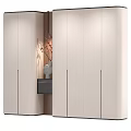 Modern Wardrobe Interior Design With Minimalist White Doors And Decorative Vase