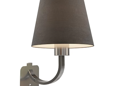 Modern Contemporary Wall Lamp With Gray Fabric Shade And Curved Metal Arm Design For Home Decor 3d model