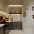 Modern Kitchen Interior With Gray Cabinets White Countertop And Recessed Lighting