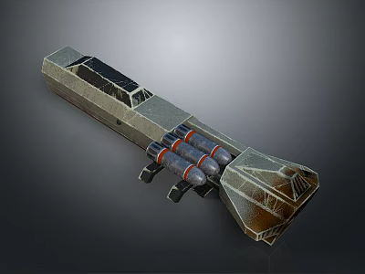 Modern Rocket Launcher Weapon With Multiple Rockets And Metallic Mechanical Structure 3d model