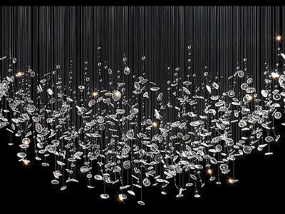 Modern Crystal Chandelier With Hanging Crystal Elements And Sparkling Light 3d model