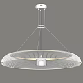Modern White Circular Chandelier With Sleek Design And Central Light Shade