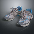 Gray Blue Sneakers with Beige Laces White Sole Mesh Design for Running and Casual Wear