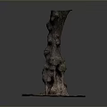 Wooden Stone Tree Stump Decorative Piece with Natural Design and Square Base