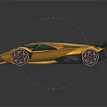 Futuristic Racing Car With Yellow Green Sleek Design And Black Accents Sporty Wheels