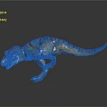 Colorful Dinosaur Model With Pink And Blue Stripes In Standing Pose And Reflective Surface