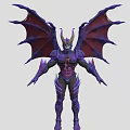 Game Movie Demonic Character With Purple Body Large Wings Horns And Muscular Build