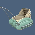 Vintage Light Green Baby Carriage With Canopy Comfortable Seat And Sturdy Frame