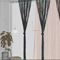 White Sheer Curtains In Seaside Interior With Ocean View And Green Plant
