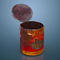 Vintage Red Rose Oil Can With Open Lid And Yellow Red Design For Home Use
