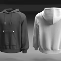 Fashionable Black And White Hoodie With Pocket Design Casual Loose Fit Clothing