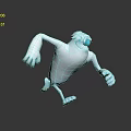 White Cartoon Style 3D Character With Blue Eyes Long Arms Long Legs And Dynamic Pose