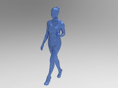 3D Blue Female Figure Decorative Ornament Set With Spiral Patterns And High Heels 3d model
