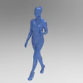3D Blue Female Figure Decorative Ornament Set With Spiral Patterns And High Heels
