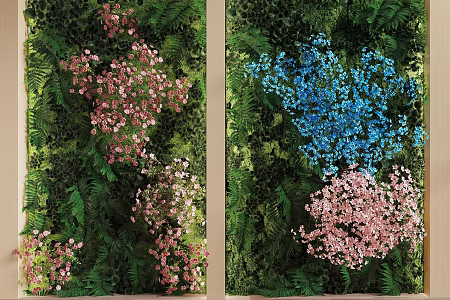 green plant wall plant wall flowers flower wall 3d model